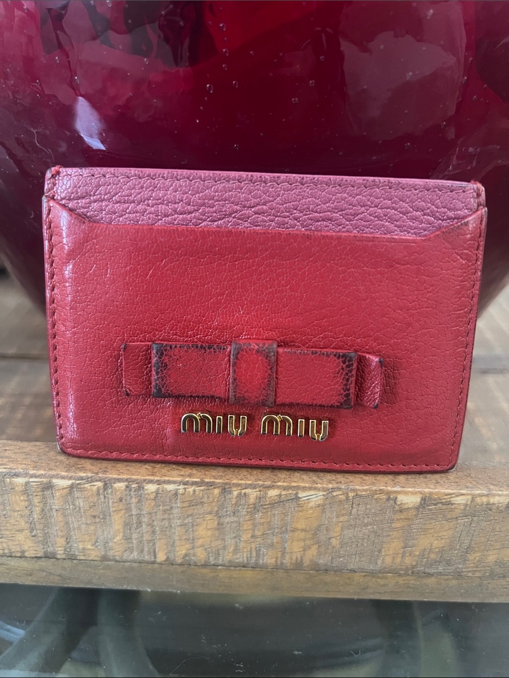 Miu Miu card holder red with bow